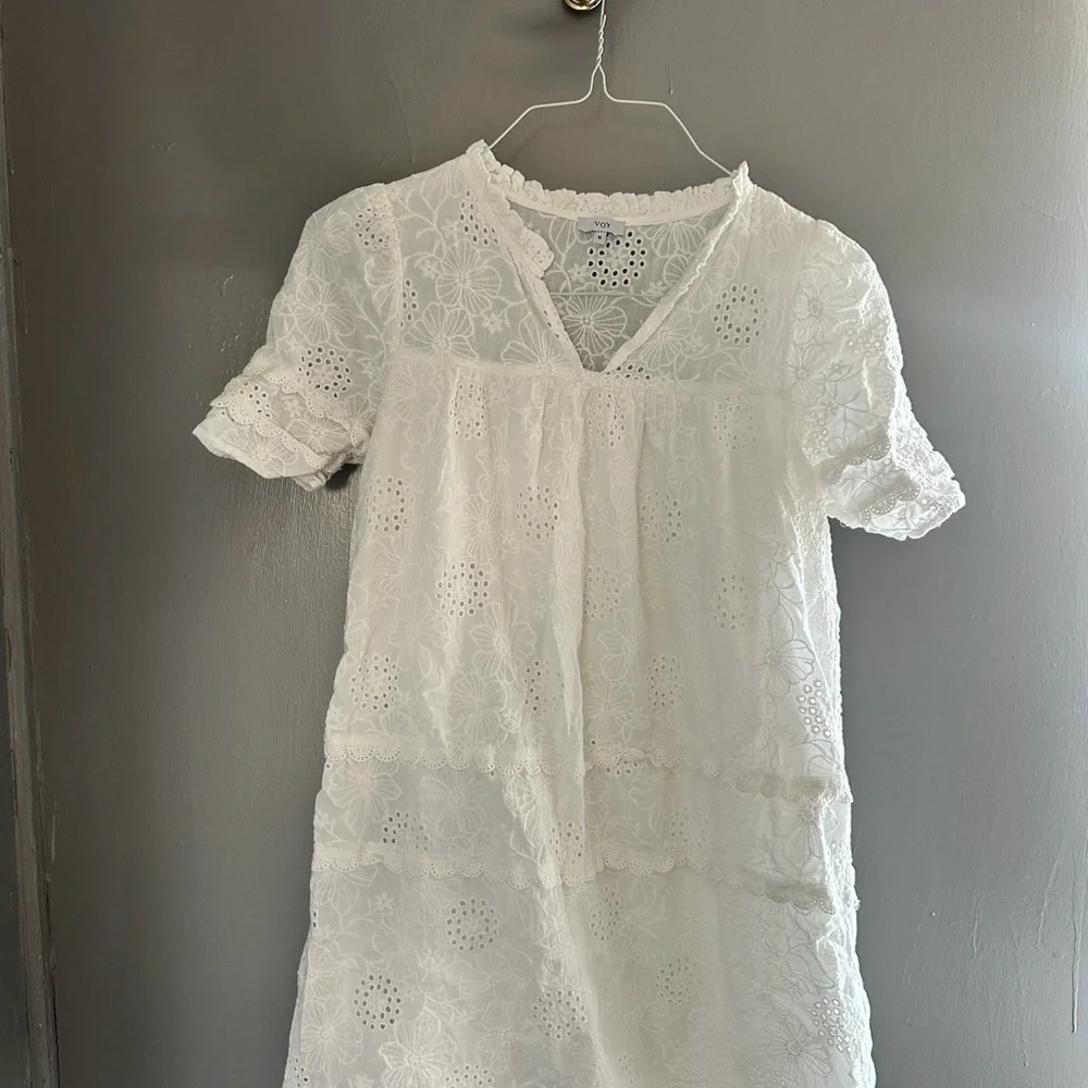 Chic Ivory Lace Midi Dress - Picture 2 of 7